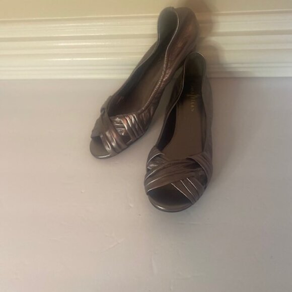 COLE HAAN Collaboration w Nike Air Pewter Wedge pee toe women's shoes, size 7.5B - Picture 3 of 9